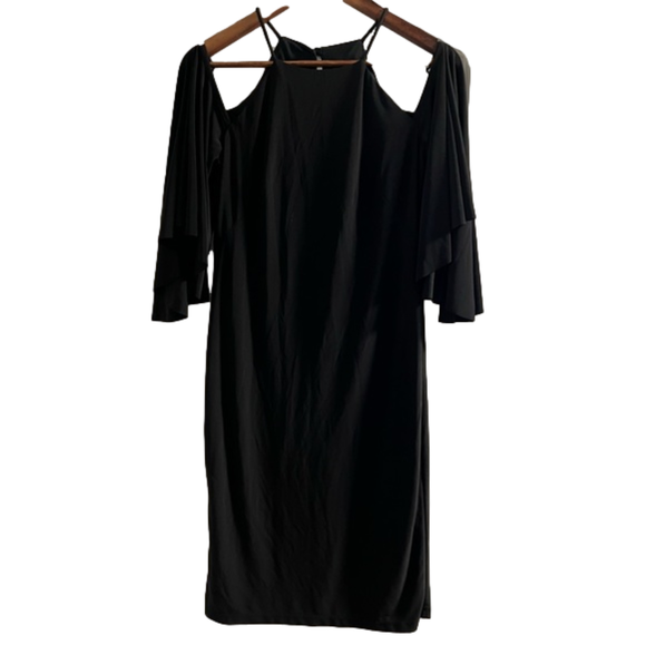 Women’s R&M Richards Black Cold Shoulder Dress - Picture 1 of 4